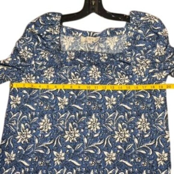 Floral Blue & White Long Sleeve Square Neck Top By Loft Size L - Picture 8 of 8